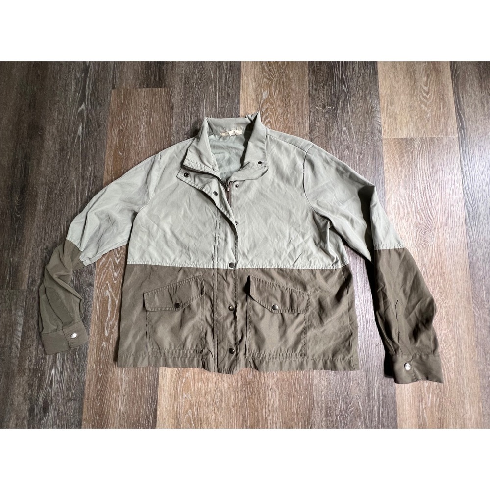Sweet Wanderer Utility Jacket Womens Size M Green Colorblock Full Zip Pocket